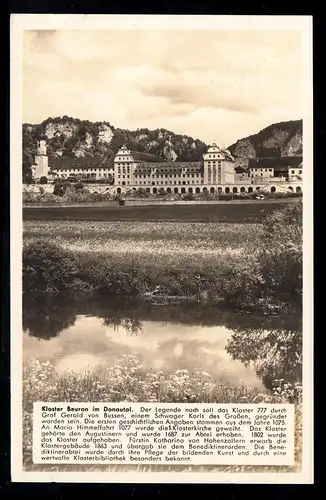 Kloster Beuron im Donautal - Mit kurzer Chronik und Panoramaansicht BEURON 1942