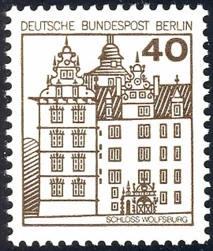 614 Burgen und Schlösser 40 Pf Wolfsburg, alte Fluoreszenz, **