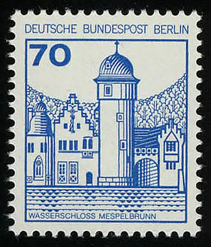 538 Burgen und Schlösser 70 Pf Mespelbrunn, alte Fluoreszenz, **