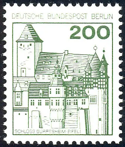 540 châteaux et chiers 200 Pf Bürresheim, nouvelle fluorescence, **