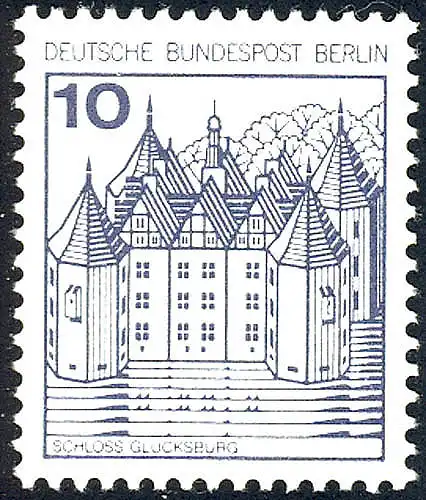 532AI Burgen und Schlösser 10 Pf Glücksburg, alte Fluoreszenz, **