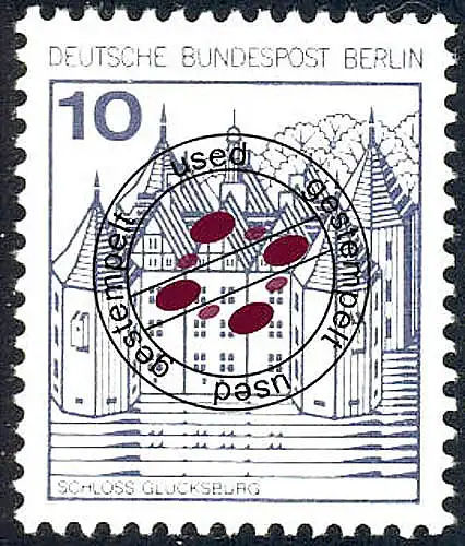 532AI Burgen und Schlösser 10 Pf Glücksburg, alte Fluoreszenz O