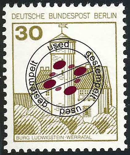 534AI Burgen und Schlösser 30 Pf Ludwigstein, alte Fluoreszenz, O
