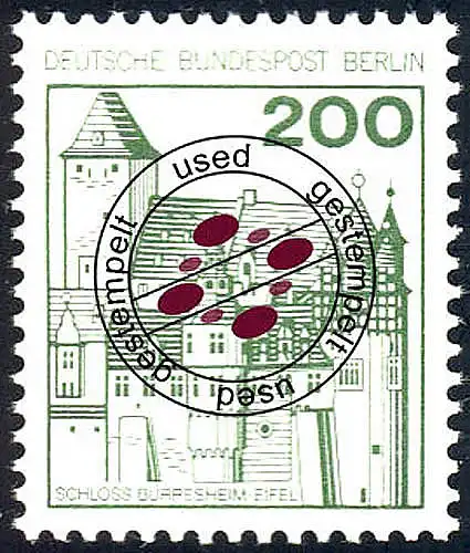 540 Burgen und Schlösser 200 Pf Bürresheim, alte Fluoreszenz, O