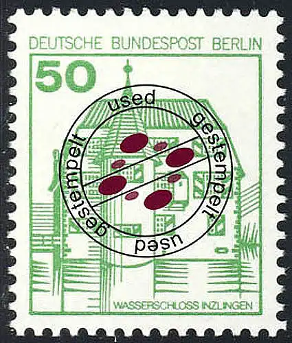 615A Burgen und Schlösser 50 Pf Inzlingen, alte Fluoreszenz, O