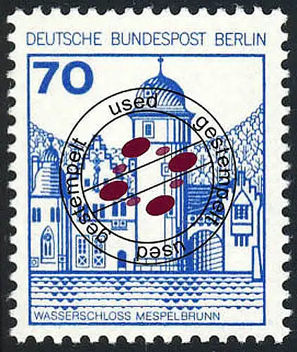 538 Burgen und Schlösser 70 Pf Mespelbrunn, neue Fluoreszenz, O