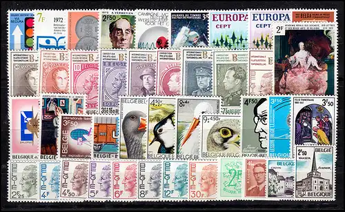 1671-1712 Belgien Jahrgang 1972 komplett, postfrisch