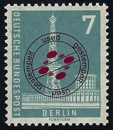 135vv Berliner Stadtbilder 7 Pf. SANS ligne de texte, bleu vert O