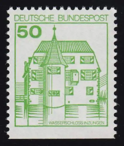 1038DI Burgen und Schlösser 50 Pf Inzlingen, BUCHDRUCK neue Fluoreszenz **