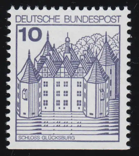 913DI Burgen und Schlösser 10 Pf Glücksburg, ** BUCHDRUCK alte Fluoreszenz