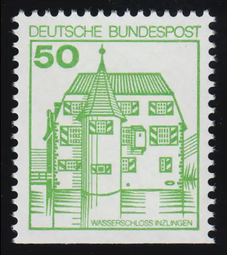 1038DI Burgen und Schlösser 50 Pf Inzlingen, ** BUCHDRUCK, alte Fluoreszenz