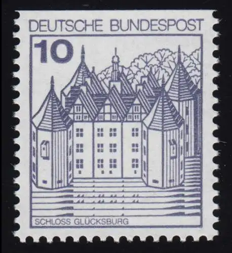 913CI Burgen und Schlösser 10 Pf Glücksburg, BUCHDRUCK neue Fluoreszenz **