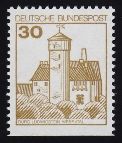 914DI Burgen und Schlösser 30 Pf Ludwigstein, BUCHDRUCK neue Fluoreszenz **