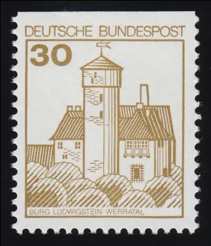 914CI Burgen und Schlösser 30 Pf Ludwigstein, ** BUCHDRUCK alte Fluoreszenz