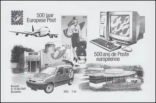Belgique 3051 Schwarzgravung Block 81 Exposition des timbres BELGICA 2001