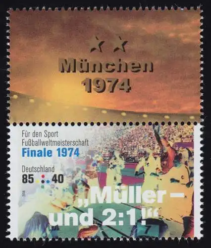 3381 Coupe du Monde Müller 85 centimes + Champ d'ornement en MH 109, **