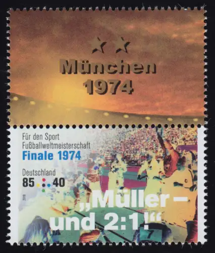 3381 Coupe du Monde Müller 85 centimes + Champ d'ornement en MH 109, **
