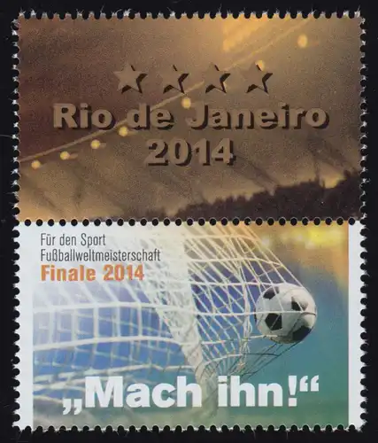 3382 Fußball-WM Finale Rio de Janeiro 2014 "Mach ihn!" + Zierfeld aus MH 109, **