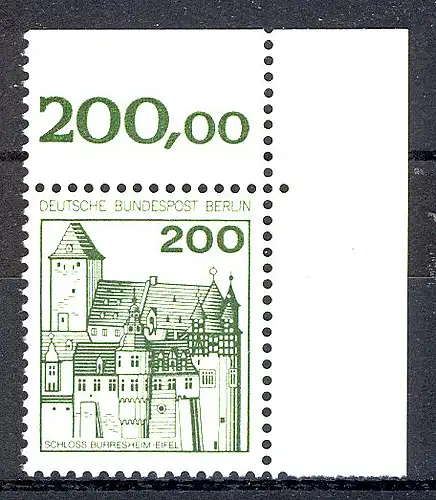 540 Burgen u.Schl. 200 Pf Ecke or ** postfrisch