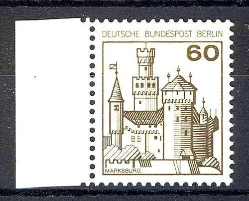 537 Burgen u.Schl. 60 Pf Seitenrand li. ** postfrisch