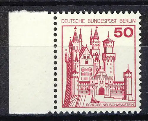 536 Burgen u.Schl. 50 Pf Seitenrand li. ** postfrisch