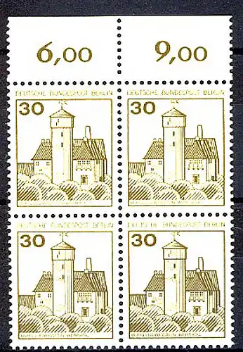 534 châteaux et ch. 30 Pf OR-Quaterbl. ** post-fraîchissement