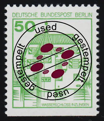 615D Burgen und Schlösser 50 Pf Inzlingen, alte Fluoreszenz, O