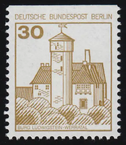 534C Châteaux et château 30 Pf Ludwigstein, nouvelle fluorescence, **