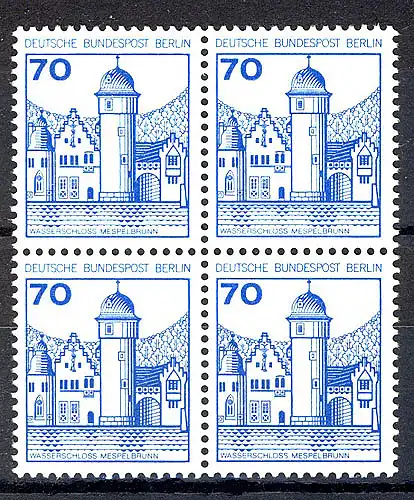 538 Burgen u.Schl. 70 Pf Viererblock ** postfrisch