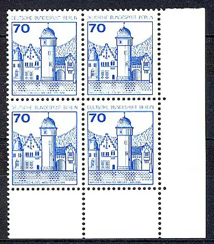 538 Burgen u.Schl. 70 Pf Eck-Vbl. ur ** postfrisch