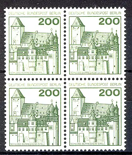 540 Burgen u.Schl. 200 Pf Viererblock ** postfrisch