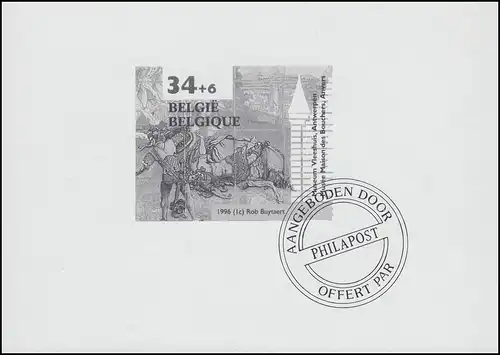 Belgien 2678 Schwarzdruck aus Block 65 Museum Antwerpen: Sturz des Saulus 1996