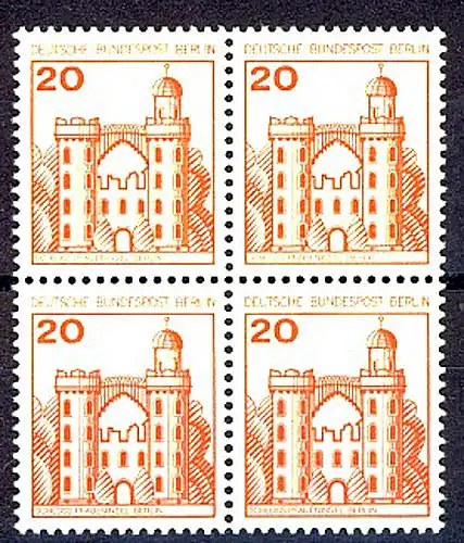 533 châteaux et schl. 20 Pf Quadruple ** post-fraîchissement