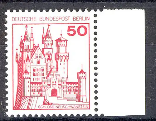 536 châteaux et schl. 50 Pf bord de page re. ** frais de port