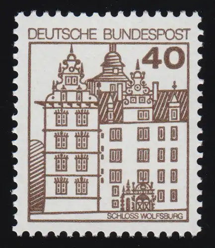 1037 Burgen und Schlösser 40 Pf Wolfsburg, ALTE Fluoreszenz, postfrisch **