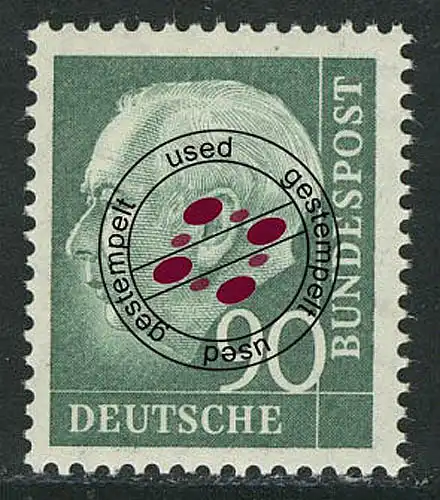 265 Theodor Heuss 90 Pf O Tamponné