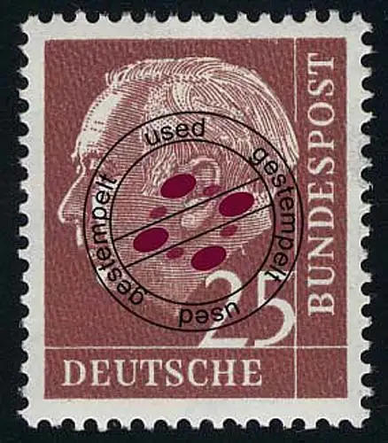 186 Heuss 25 Pf, gestempelt O