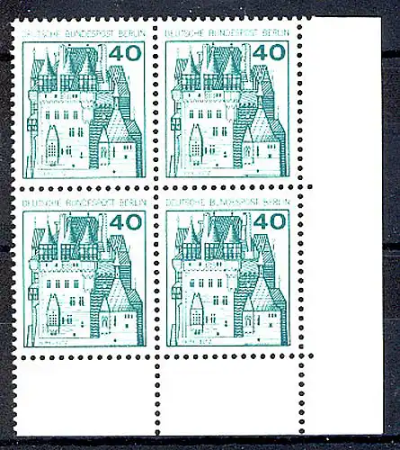 535 Burgen u.Schl. 40 Pf Eck-Vbl. ur ** postfrisch