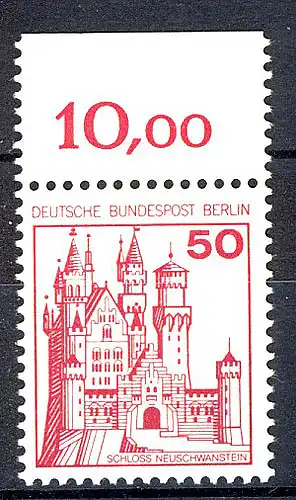536 Burgen u.Schl. 50 Pf Oberrand ** postfrisch