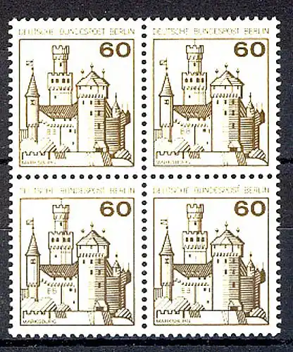 537 Châteaux et château 60 Pf Quadruple ** post-fraîchissement