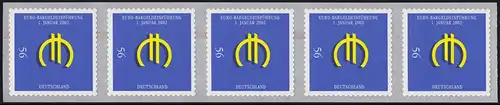 2236 Euro sk, 5er Rollenende mit rotem Endstreifen und mit Nummer 5 **