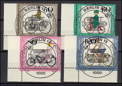 735-738 Bicyclettes historiques - ER-Test en bas à gauche avec cachet complet ESSert BERLIN