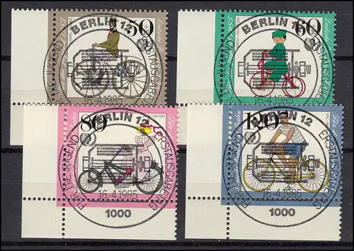 735-738 Historische Fahrräder - ER-Satz unten links mit Vollstempel ESSt BERLIN
