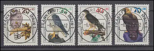 442-445 Jeunes oiseaux de proie 1973 - Ensemble avec cachet complet Service d'expédition FRANKFURT/M.