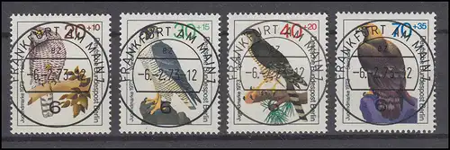 442-445 Jugend Greifvögel 1973 - Satz mit Vollstempel Versandstelle FRANKFURT/M.