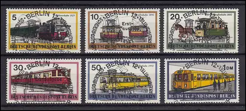 379-384 Véhicules ferroviaires à Berlin 1971 - jeu avec cachet complet ESSt Berlin