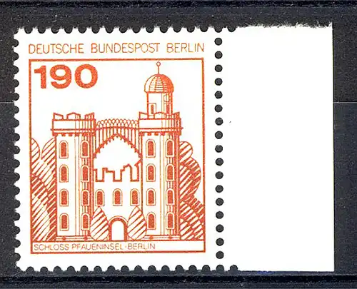 539 Burgen u.Schl. 190 Pf Seitenrand re. ** postfrisch