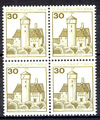 534 Burgen u.Schl. 30 Pf Viererblock ** postfrisch