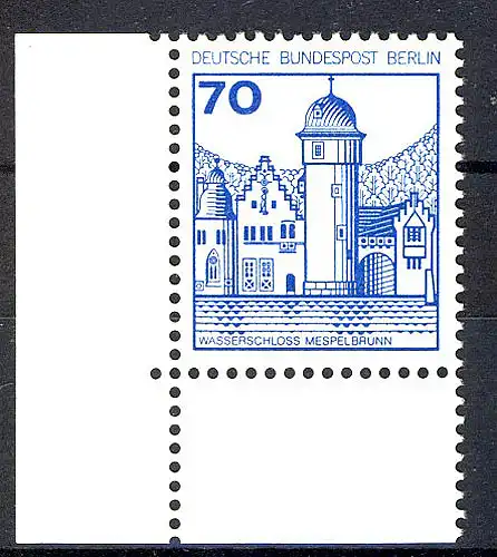 538 châteaux et schl. 70 pf coin ul ** post-fraîchissement