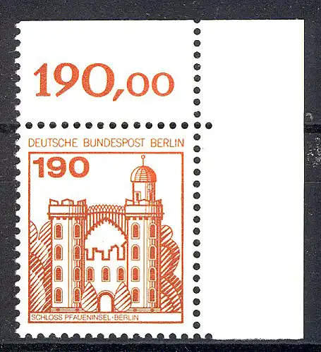 539 Burgen u.Schl. 190 Pf Ecke or ** postfrisch